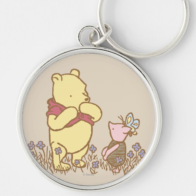 Winnie the Pooh | Pooh and Piglet in Field Classic Keychain (Front)