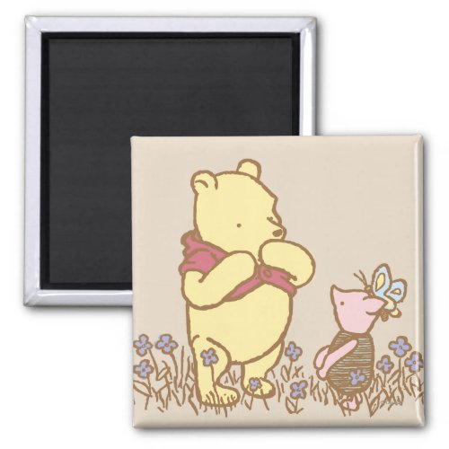 Winnie the Pooh  Pooh and Piglet in Field Classic Magnet