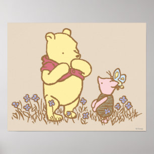 Winnie the Pooh Pooh and Piglet in Field Classic Poster