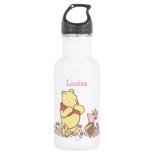Winnie the Pooh | Pooh and Piglet in Field Classic Stainless Steel Water Bottle (Front)
