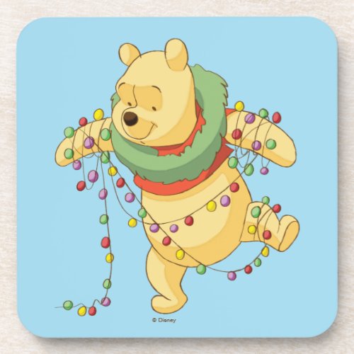 Winnie the Pooh  Pooh Christmas Lights Beverage Coaster