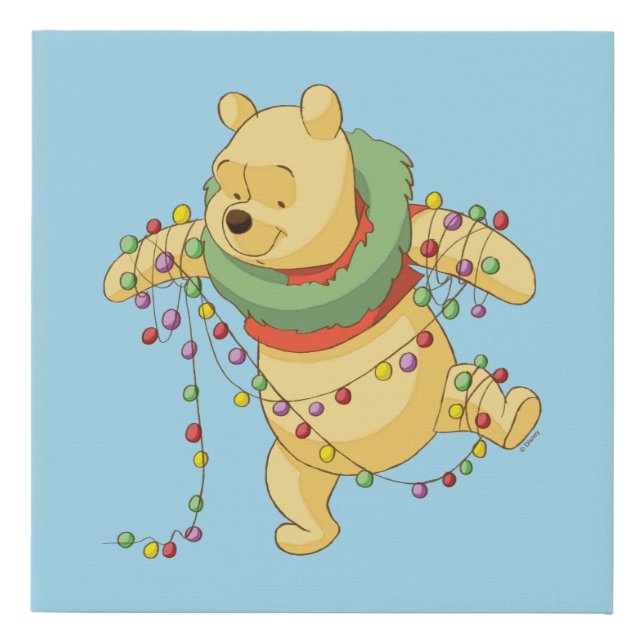 Winnie the Pooh | Pooh Christmas Lights Faux Canvas Print (Front)