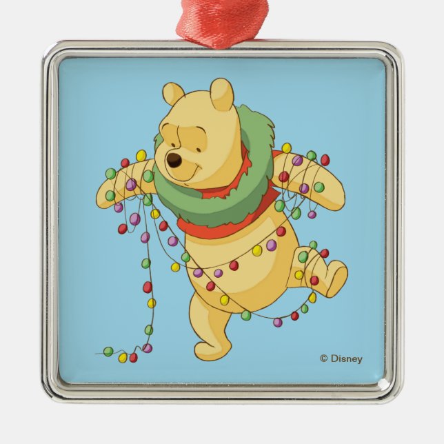 Winnie the Pooh | Pooh Christmas Lights Metal Ornament (Front)
