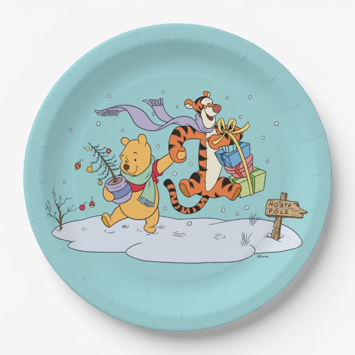 Winnie the Pooh | Pooh & Tigger Christmas Gifts Paper Plate | Zazzle.com