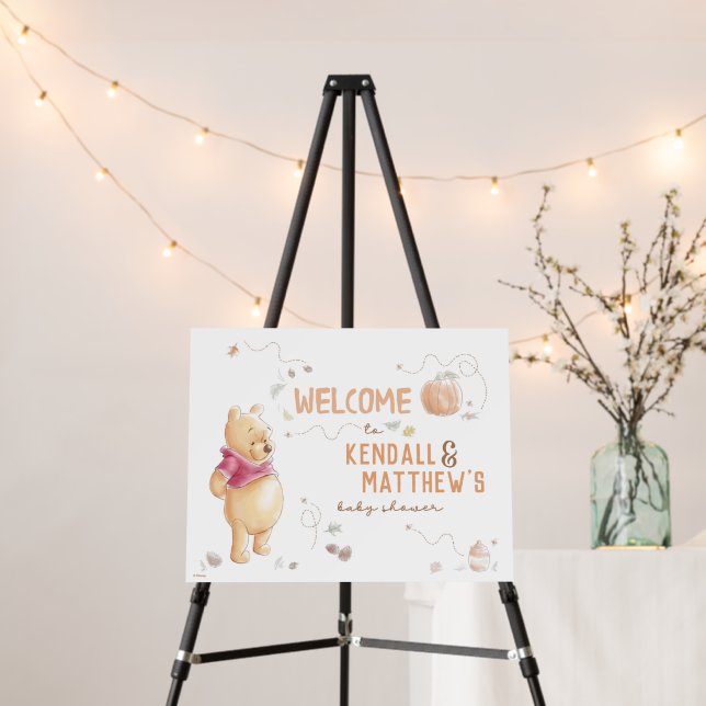  Winnie the Pooh | Pumpkin Baby Shower - Welcome  Foam Board (In Situ (Stand))