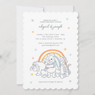Winnie the Pooh Rainbow Couples Baby Shower Invitation