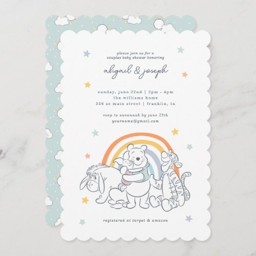 Winnie the Pooh Rainbow  Couples Baby Shower Invitation