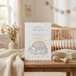 Winnie the Pooh Rainbow Couples Baby Shower Invitation