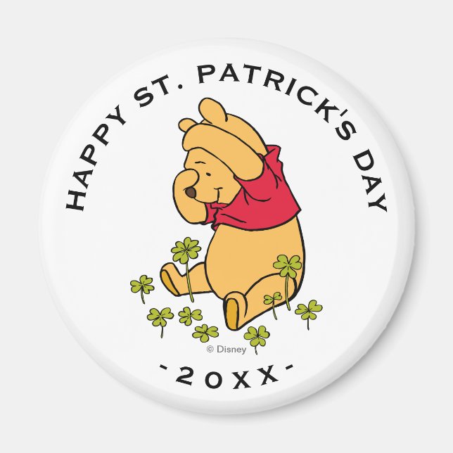 Winnie the Pooh - Shamrock | St. Patrick's Day Magnet (Front)