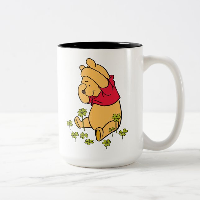 Winnie the Pooh - Shamrock | St. Patrick's Day Two-Tone Coffee Mug (Right)