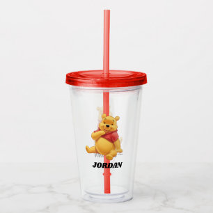 Winnie the Pooh Sitting Add Your Name Acrylic Tumbler