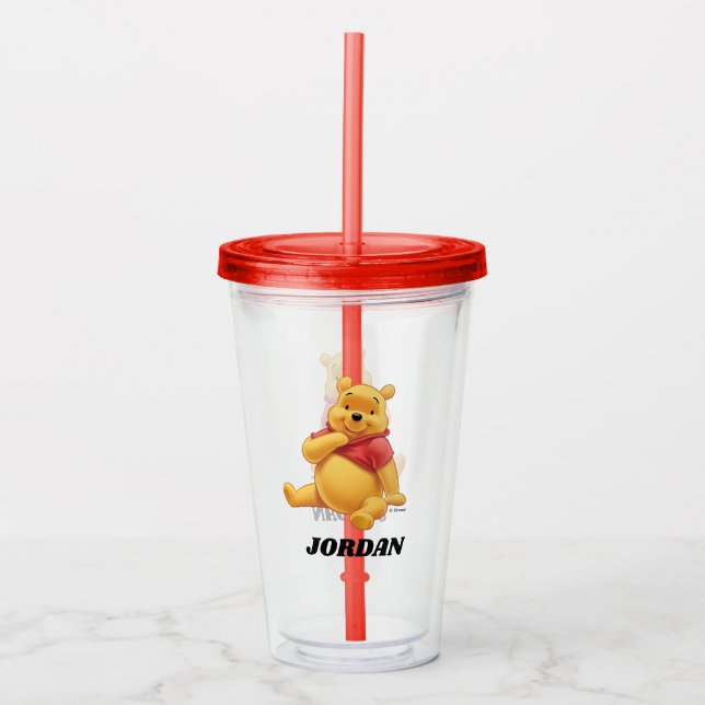 Winnie the Pooh Sitting|  Add Your Name Acrylic Tumbler (Front)