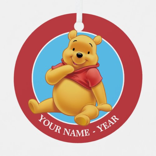 Winnie the Pooh  Sitting Add Your Name Metal Ornament