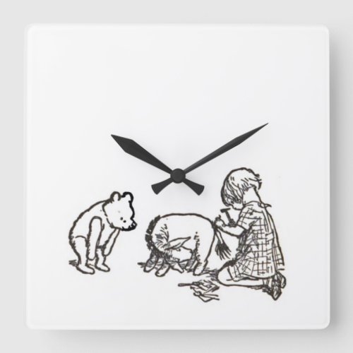 Winnie the Pooh sketch Square Wall Clock