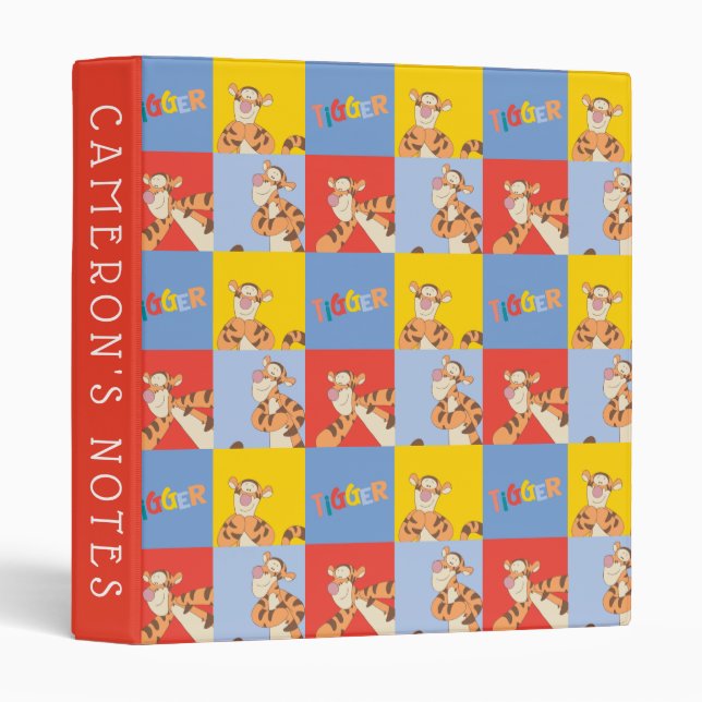 Winnie the Pooh | Tigger Bright Mosaic Pattern 3 Ring Binder (Front/Spine)