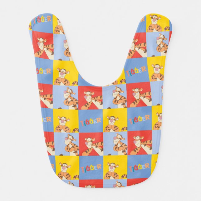 Winnie the Pooh | Tigger Bright Mosaic Pattern Baby Bib (Front)