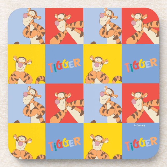 Winnie the Pooh | Tigger Bright Mosaic Pattern Beverage Coaster (Front)