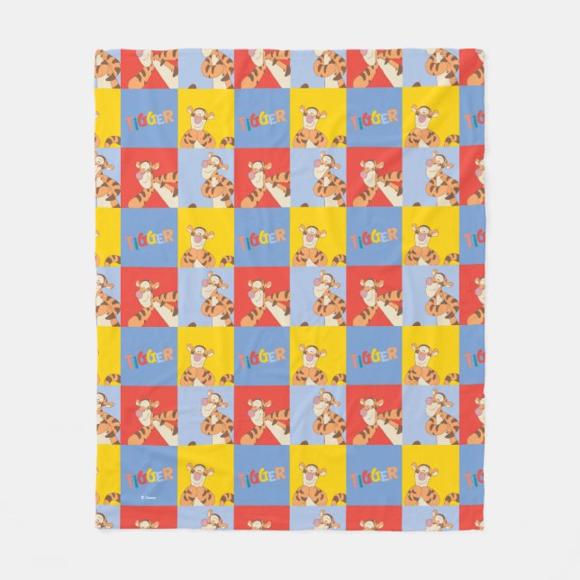 Winnie the Pooh | Tigger Bright Mosaic Pattern Fleece Blanket (Front)