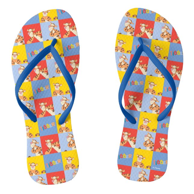 Winnie the Pooh | Tigger Bright Mosaic Pattern Flip Flops (Footbed)