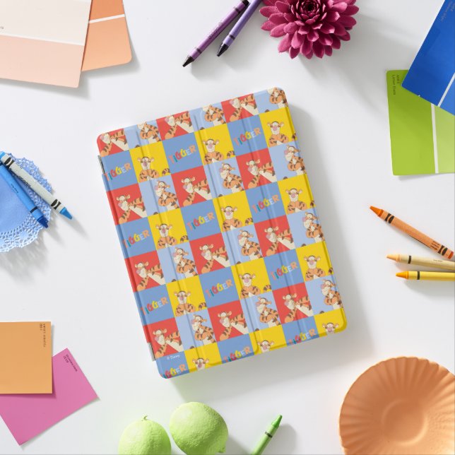 Winnie the Pooh | Tigger Bright Mosaic Pattern iPad Smart Cover (In Situ)