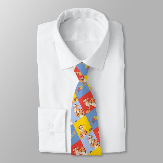 Winnie the Pooh | Tigger Bright Mosaic Pattern Neck Tie (Tied)