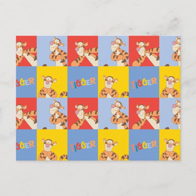 Winnie the Pooh | Tigger Bright Mosaic Pattern Postcard (Front)