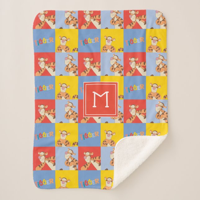 Winnie the Pooh | Tigger Bright Mosaic Pattern Sherpa Blanket (Front)