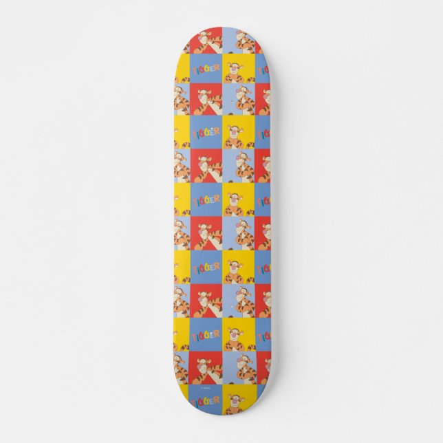 Winnie the Pooh | Tigger Bright Mosaic Pattern Skateboard (Front)