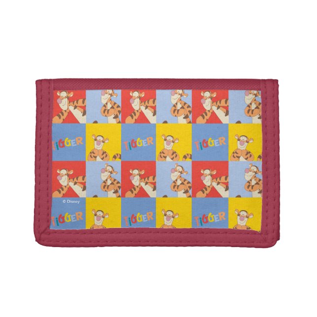 Winnie the Pooh | Tigger Bright Mosaic Pattern Trifold Wallet (Front)