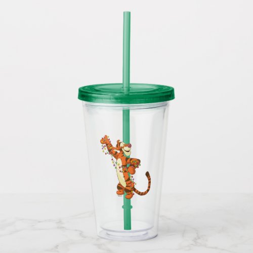 Winnie the Pooh  Tigger Christmas Lights Acrylic Tumbler