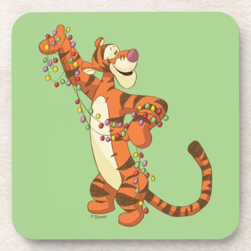 Winnie the Pooh  Tigger Christmas Lights Beverage Coaster