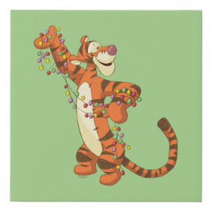 Winnie the Pooh   Tigger Christmas Lights Faux Canvas Print
