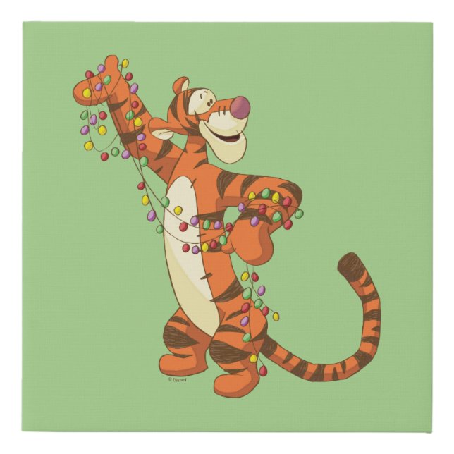 Winnie the Pooh | Tigger Christmas Lights Faux Canvas Print (Front)