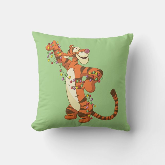 Winnie the Pooh | Tigger Christmas Lights Throw Pillow (Front)