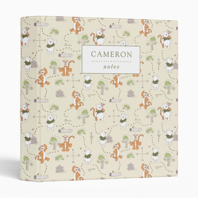 Winnie the Pooh | Tigger & Pooh Forest Pattern 3 Ring Binder (Front/Spine)