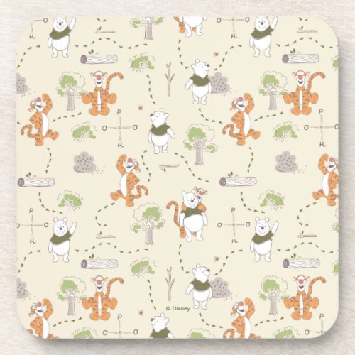 Winnie the Pooh  Tigger  Pooh Forest Pattern Beverage Coaster