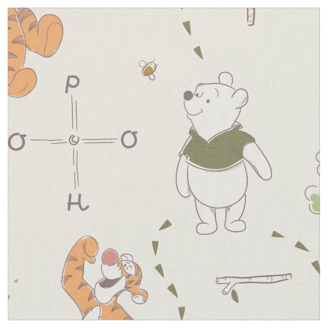 Winnie the Pooh | Tigger & Pooh Forest Pattern Fabric (Close Up)