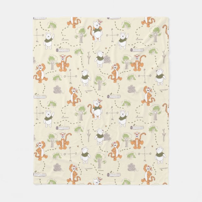 Winnie the Pooh | Tigger & Pooh Forest Pattern Fleece Blanket (Front)