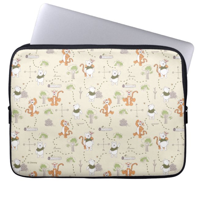 Winnie the Pooh | Tigger & Pooh Forest Pattern Laptop Sleeve (Front)