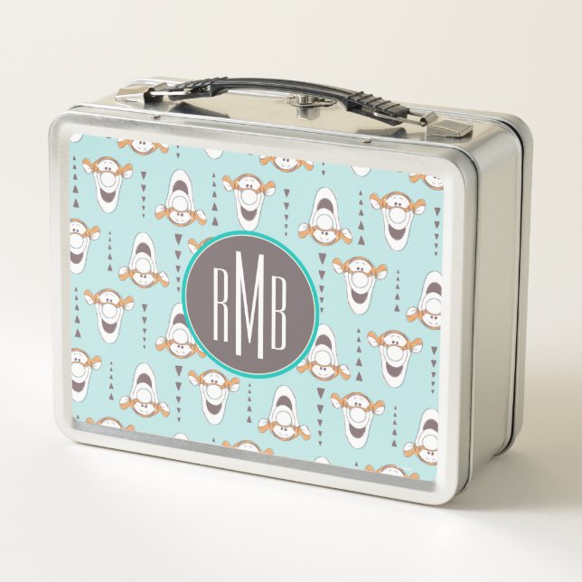Winnie the Pooh | Tigger Triangle Pastel Pattern Metal Lunch Box (Back)