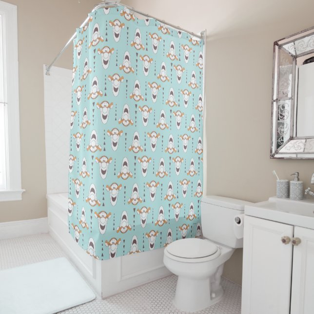 Winnie the Pooh | Tigger Triangle Pastel Pattern Shower Curtain (In Situ)