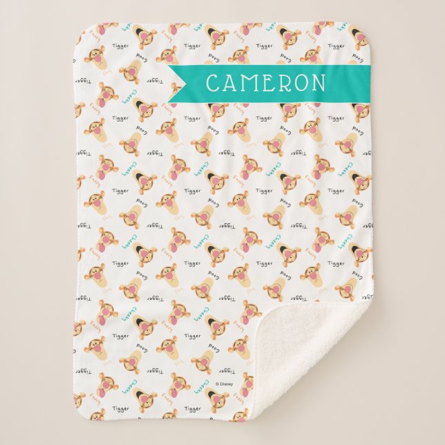 Winnie the Pooh | Tigger's Expressions Pattern Sherpa Blanket (Front)