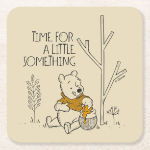 Winnie the Pooh Time for a Little Something Square Paper Coaster