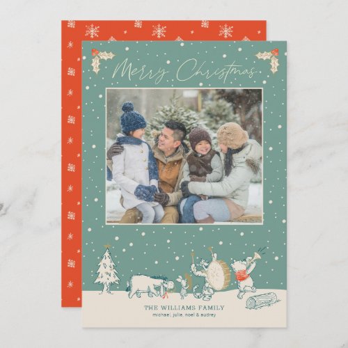 Winnie the Pooh Vintage Christmas Card with Photo