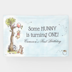 Winnie the Pooh Watercolor First Birthday Banner