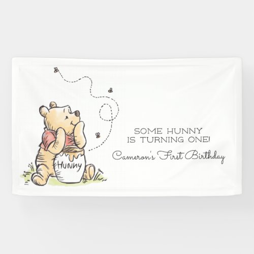 Winnie the Pooh Watercolor  First Birthday Banner
