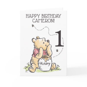 Winnie the Pooh Watercolor | First Birthday Card