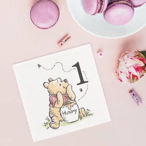 Winnie the Pooh Watercolor First Birthday Napkins