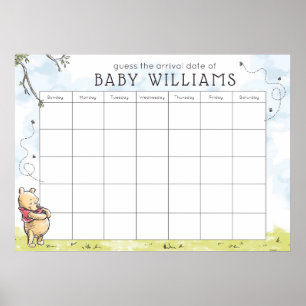 Winnie the Pooh Watercolor   Guess the Due Date Poster