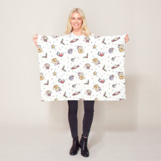 Winnie the Pooh Watercolor Holiday Pattern Fleece Blanket